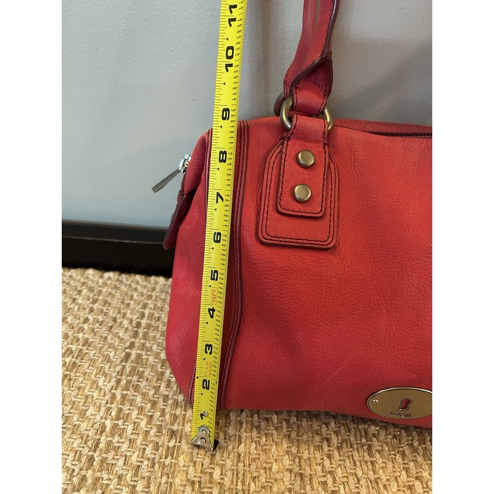 Vtg FOSSIL Long Live Marlow Satchell Handbag Pink Pebble Leather Gunmetal - Picture 12 of 12